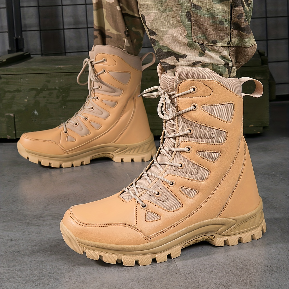 Botas Militares Para Hombres Trabajo Zapatos Prueba De Agua Cómodos Cuero  Fuerte