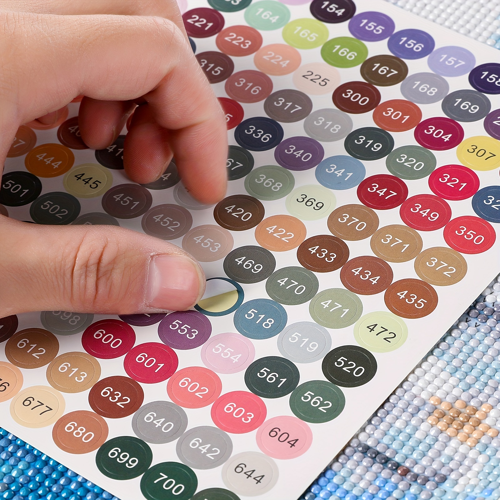 DANUDON 12 Sheet Color Number Stickers for Diamond Arts, 447 Diamond Dot  Number Labels Painting Drills Gems Color Chart Sticker with Numbers for