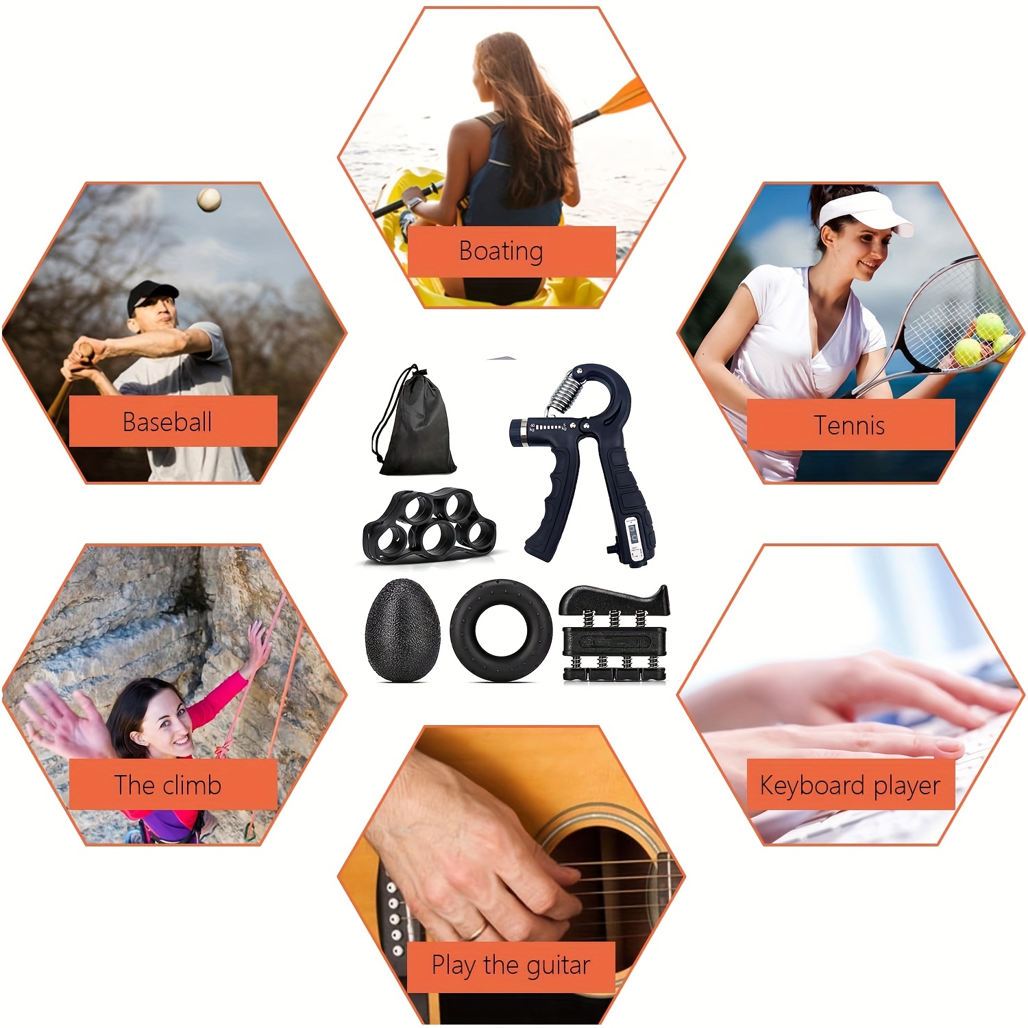 Hand Grip Strengthener Set - Adjustable Resistance Forearm Trainer for Men
