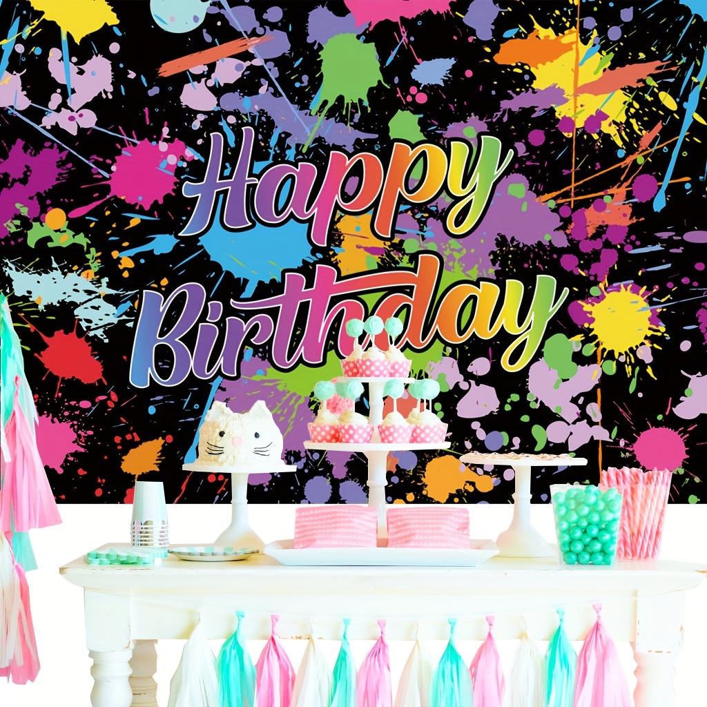 Slime Birthday Party Decorations Backdrop Colorful Slime Happy Birthday  Banner Photo Background for Kids Paint Art Party Slime Birthday Baby Shower