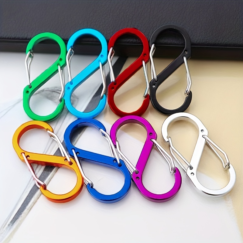 8pcs Small Keychain Clips Mini Carabiner, S-Shaped Outdoor Alloy Mountaineering Buckle for Men and Women,Temu