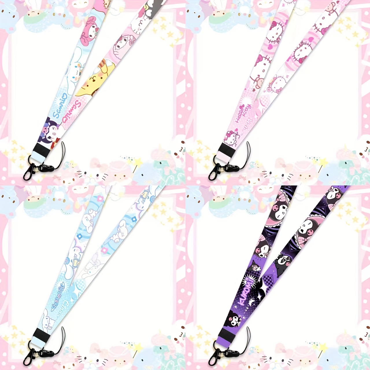 

1pc Cute Cartoon Hello Kitty Kuromi Cinnamoroll My Melody Id Badge Holder Lanyard, Mobile Phone Lanyard Keychain, Detachable Card Cover Accessories