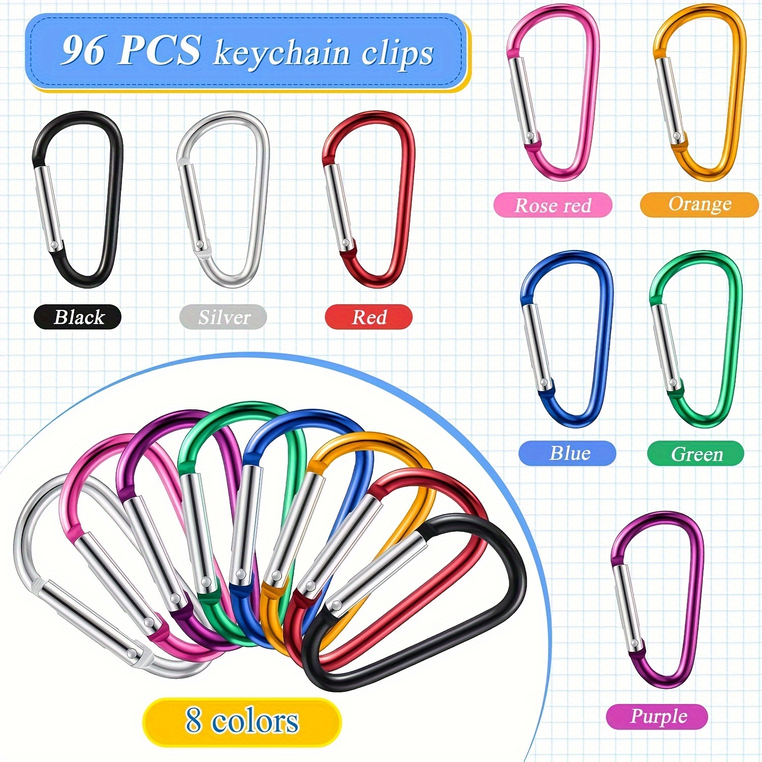 Aluminum D-Ring Spring-Loaded Small Keychain Clip Hook for Home