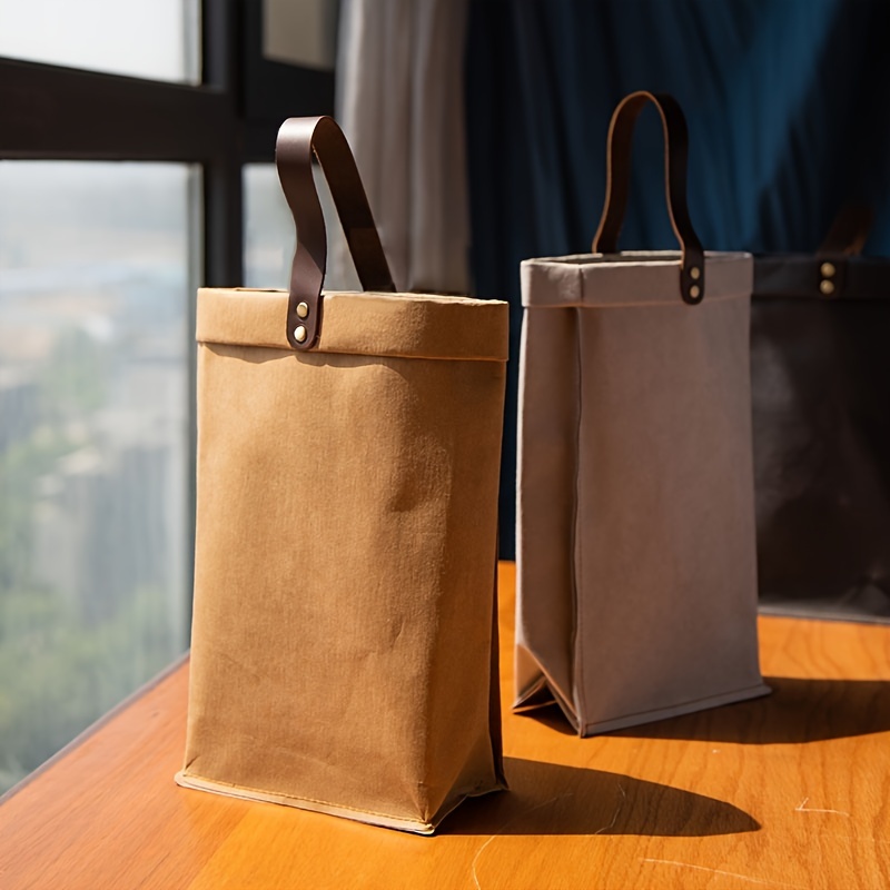 2PCS Washable Kraft Paper Bags Brown Eco-friendly Reusable Paper