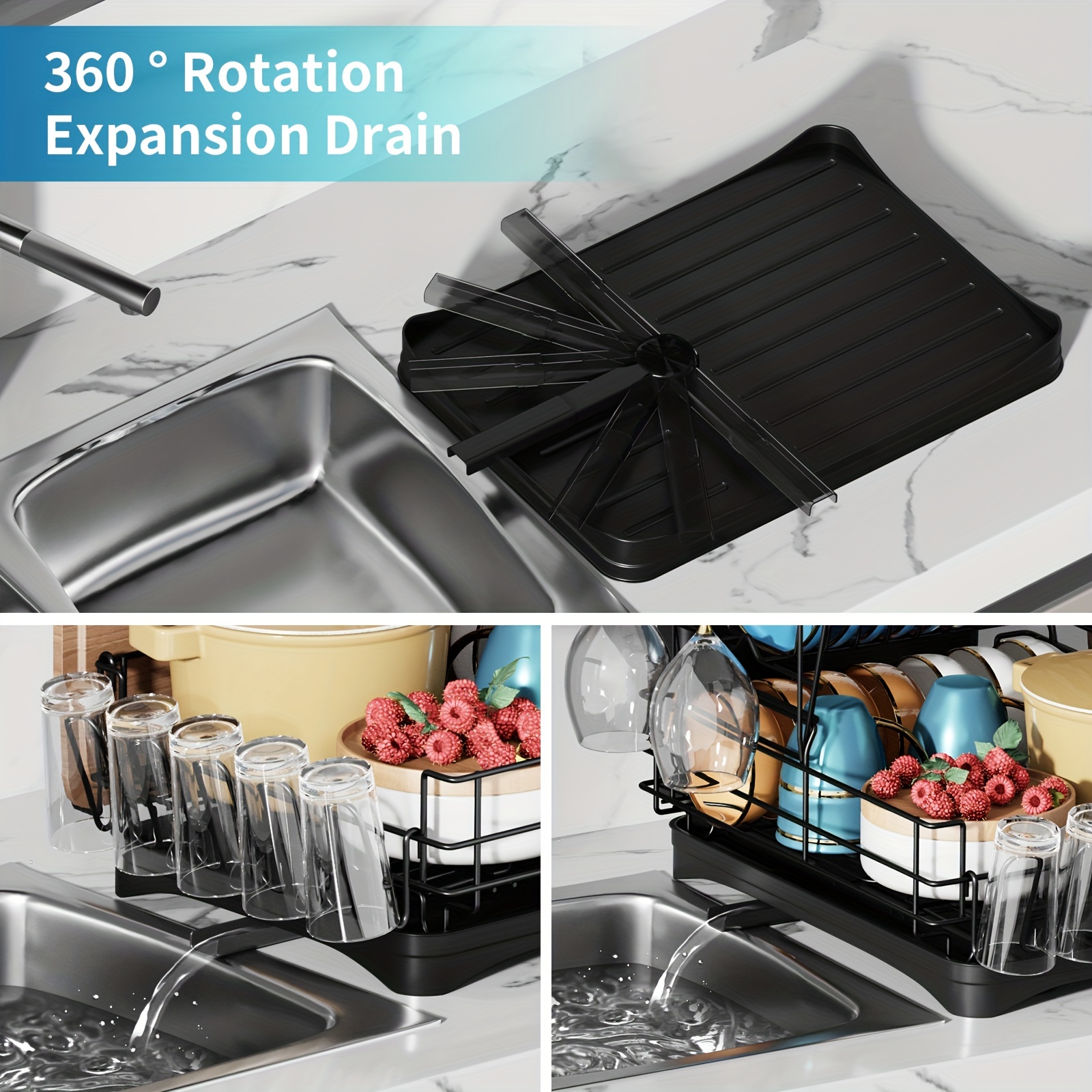 1pc Dish Drying Rack For Kitchen Counter Over The Sink, Detachable Larger  Capacity 2-Tier Dish Drying Rack Drainboard Set With Double-Layer Bowl Rack,  Cup Rack, Drain Board, Sticky Board Rack, Cutlery Rack