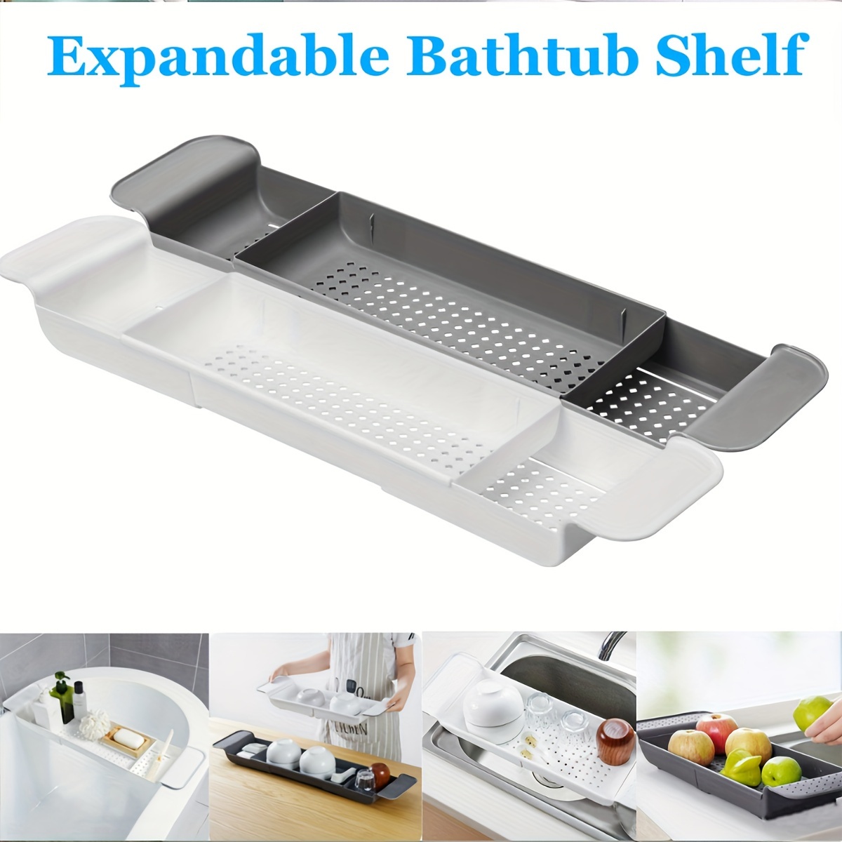 Bathtub Tray, Expandable Bathtub Caddy Tray, Bath Shelf Storage Rack,  Multifunctional Bathtub Tub Organizer, Bathroom Accessories - Temu