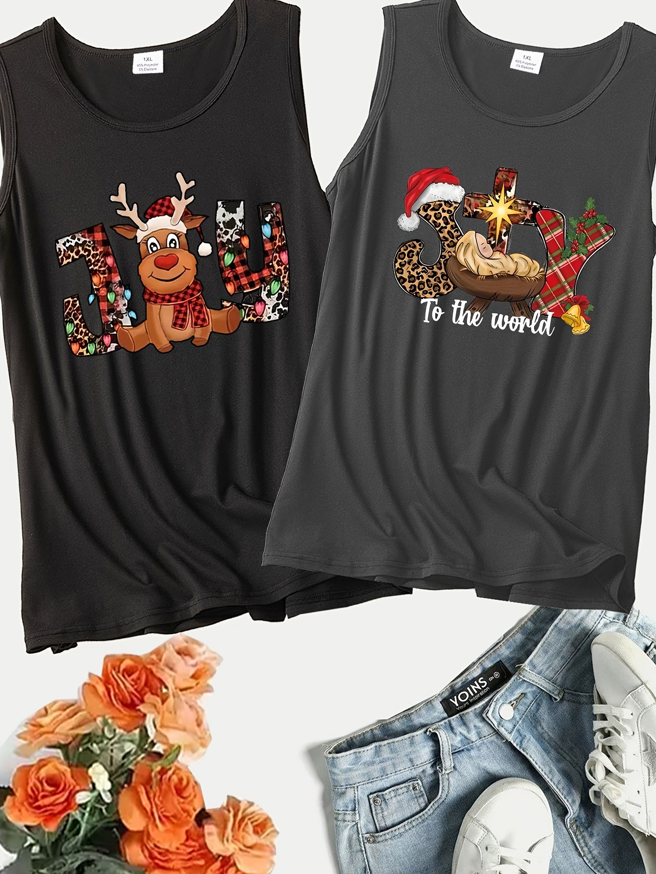 Women's Christmas Casual Tank Top Plus Size Slogan Graphic - Temu