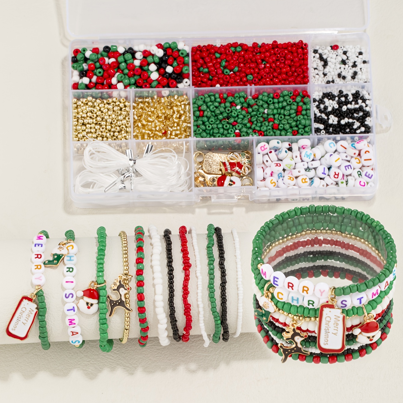 Diy Christmas Bracelet Making Kit With Alloy Christmas - Temu