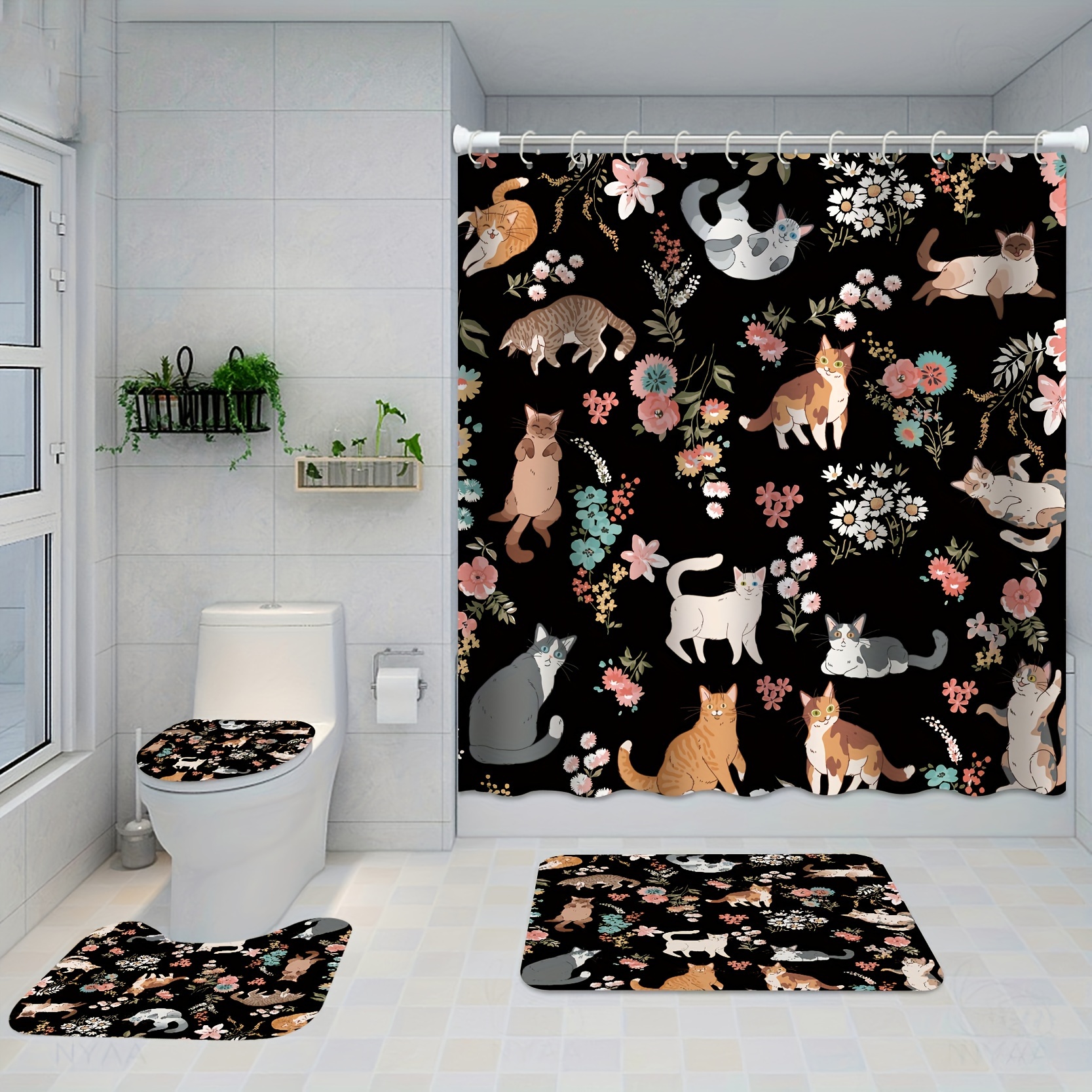 Cat Shower Curtain - Temu