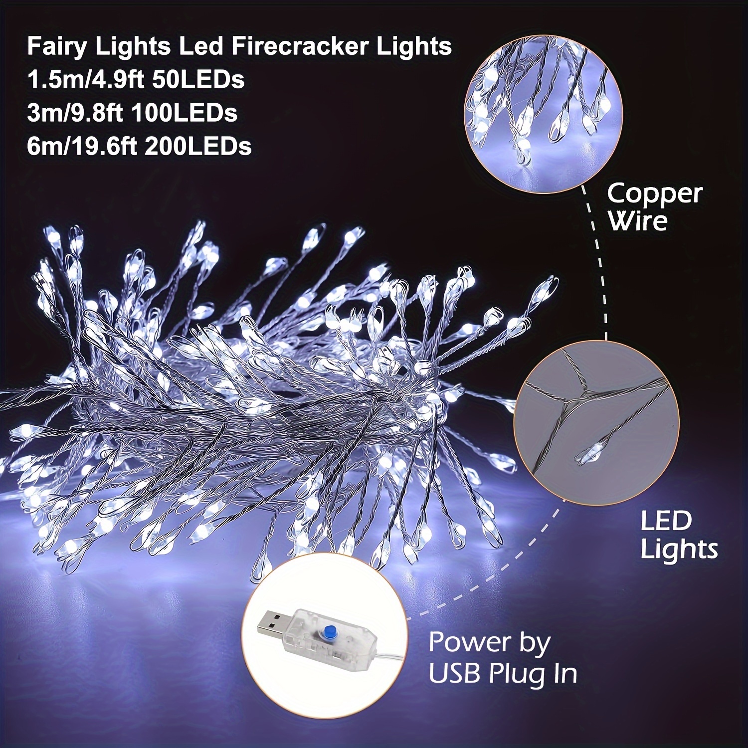 Led Smart Light String 100leds Usb Flashing Fairy Light With - Temu