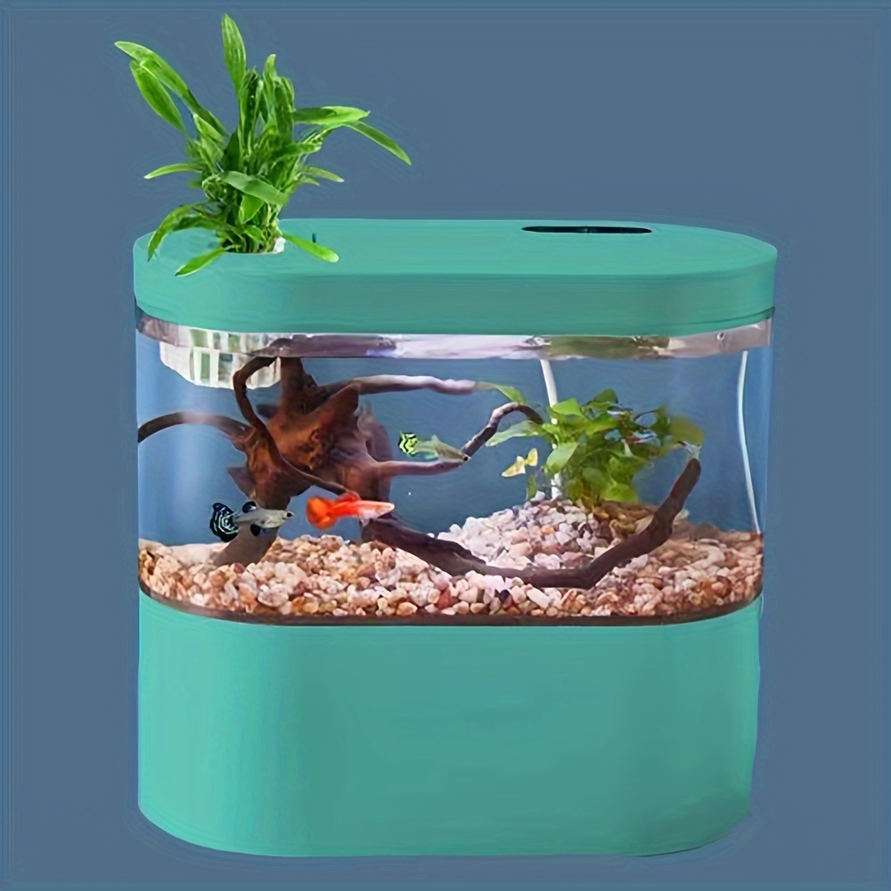 Mini Fish Tank Led Atmosphere Light Mini Small Aquarium Kit - Temu