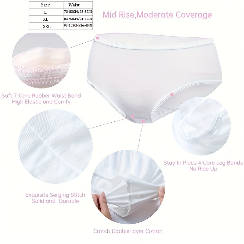 30Pcs Disposable Underwear Women Cotton Briefs Panties For Travel Business  Trip Hospital Pregnant Emergencies Panties W303XL White