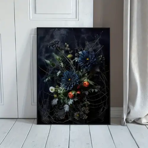 1 Pc, Arte De Plantas E Flores Escuras, Decoração De Casa Escura, Arte De  Parede De
