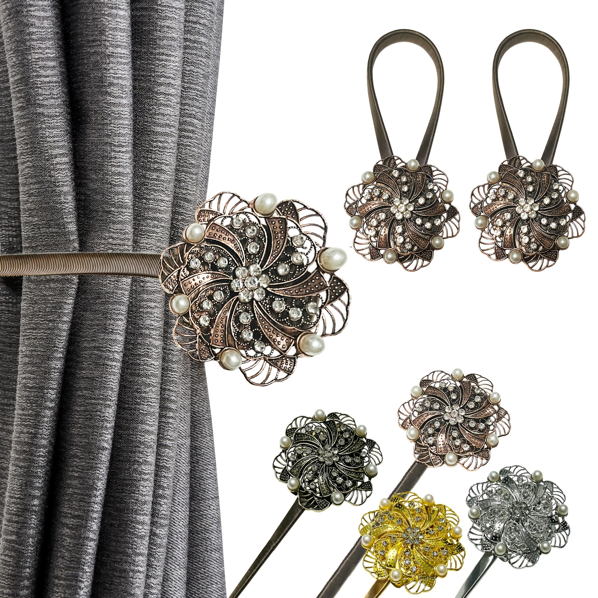 Magnetic Tieback Curtains Sparkling Crystal Flower Curtain - Temu