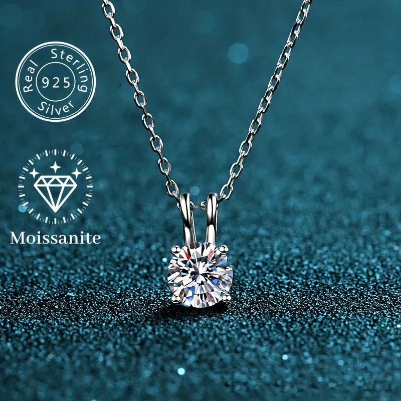 100% Moissanite Necklace 925 Sterling Silver 3CT Round Cut Diamond