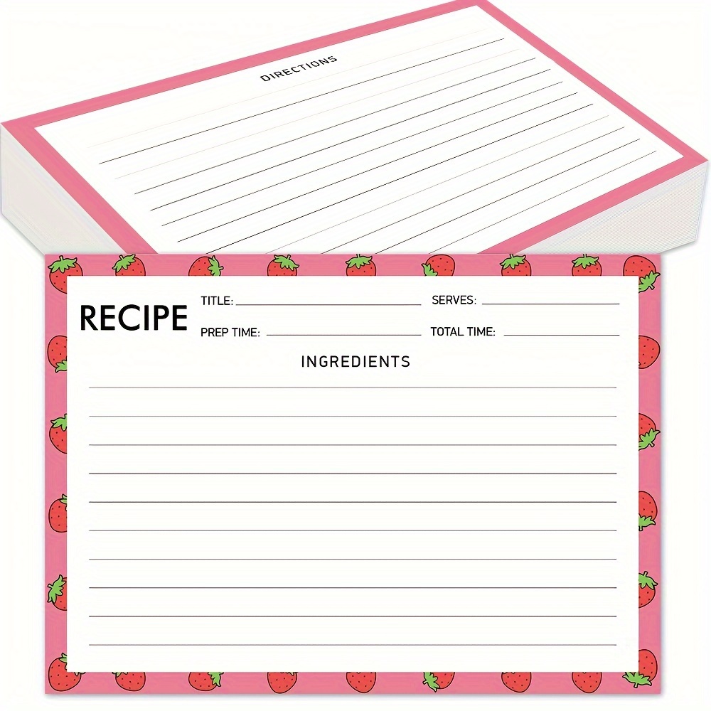 Recipe Cards 4x6double Sided Rose Flower Design Blank - Temu