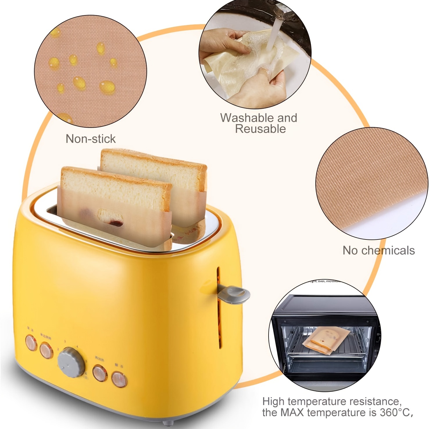 2 Pcs Non-Stick Sandwich Toaster Toast Bags Pockets Reusable Heat-Resistant  New