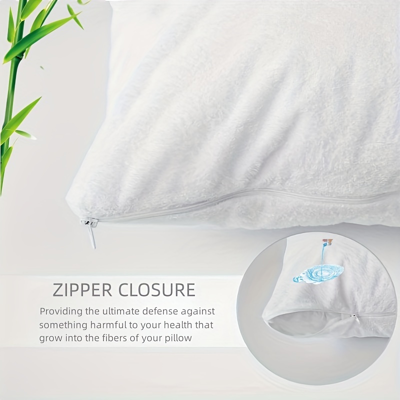 Bamboo Pillow Protector - Waterproof Hypoallergenic Dust Proof Zippere