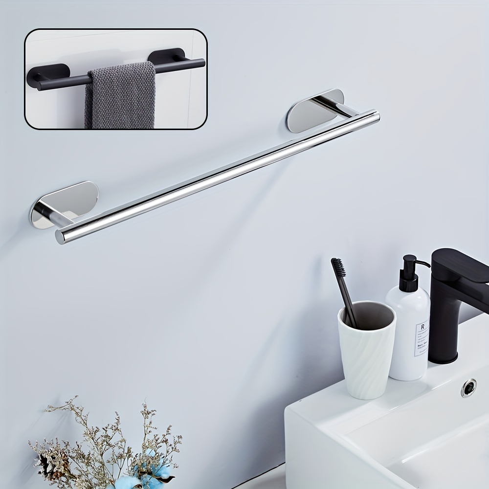 Self Adhesive Towel Bar, Stainless Steel Shower Towel Rack For Bathroom,  Wall Mounted Towel Holder, Hand Towel Hanger, Easy To Install No Drilling,  Bathroom Accessories - Temu