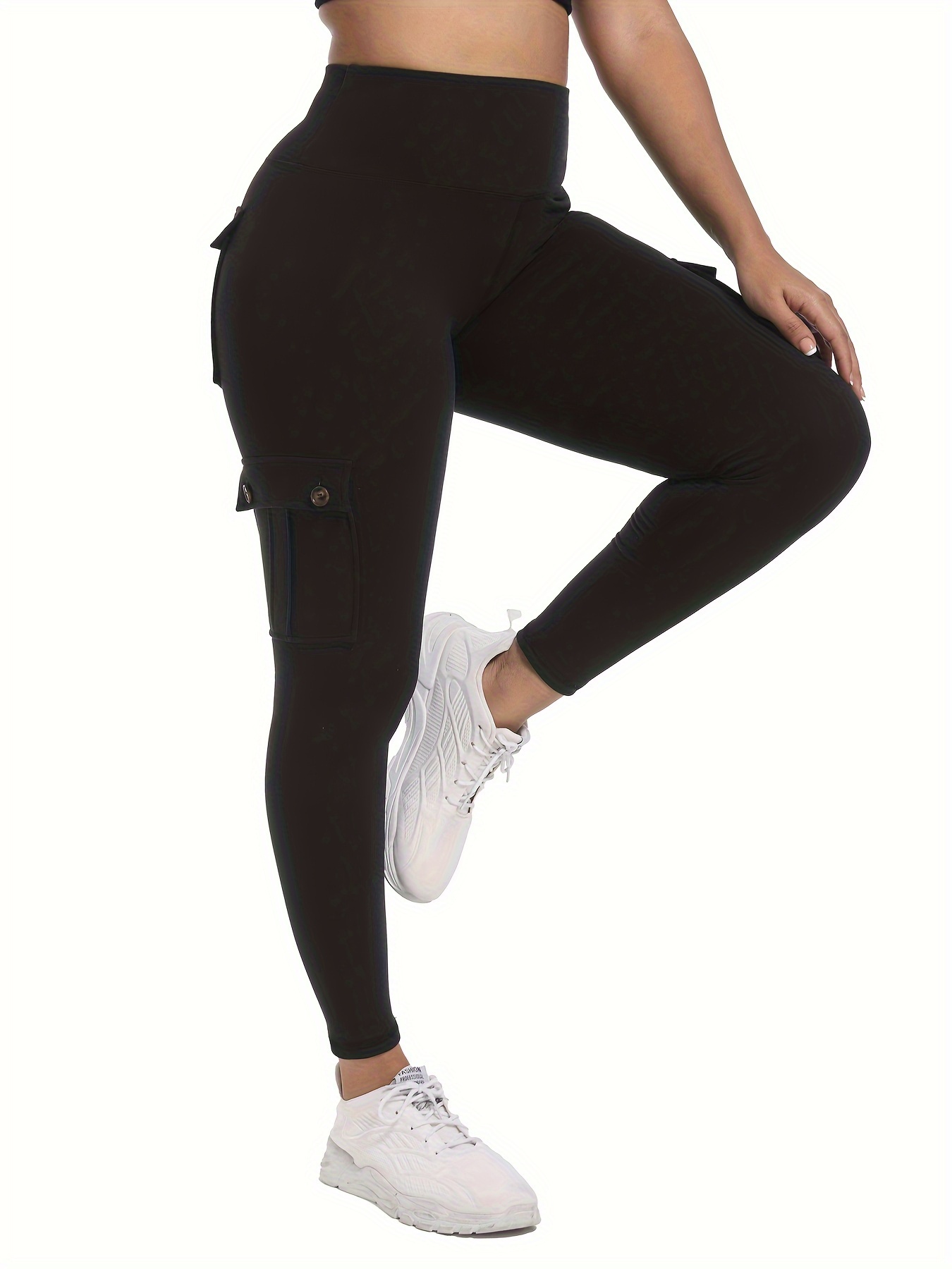 Womens High Waist Tummy Control Workout Pants Cargo Yoga Leggings with 4  Pockets