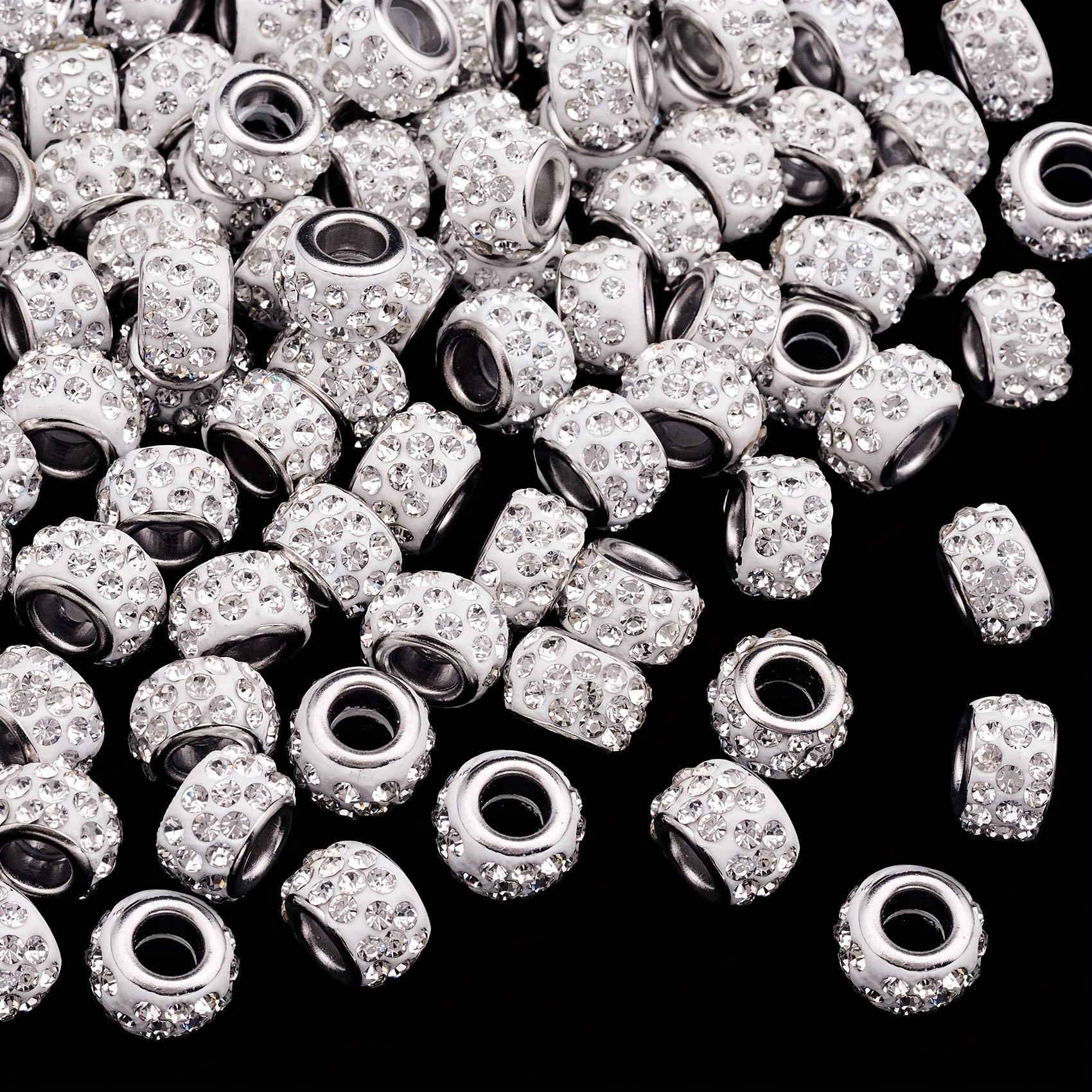 20-50pcs/lot 9mm CZ Pave Heart Ring Rondelle Wheel Spacers