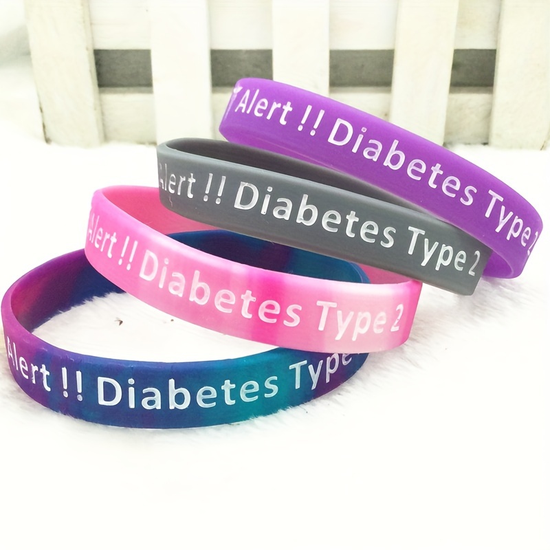 

1pc "type 2 Diabetic" Rubber Bracelet Silicone Wristband For Men Women