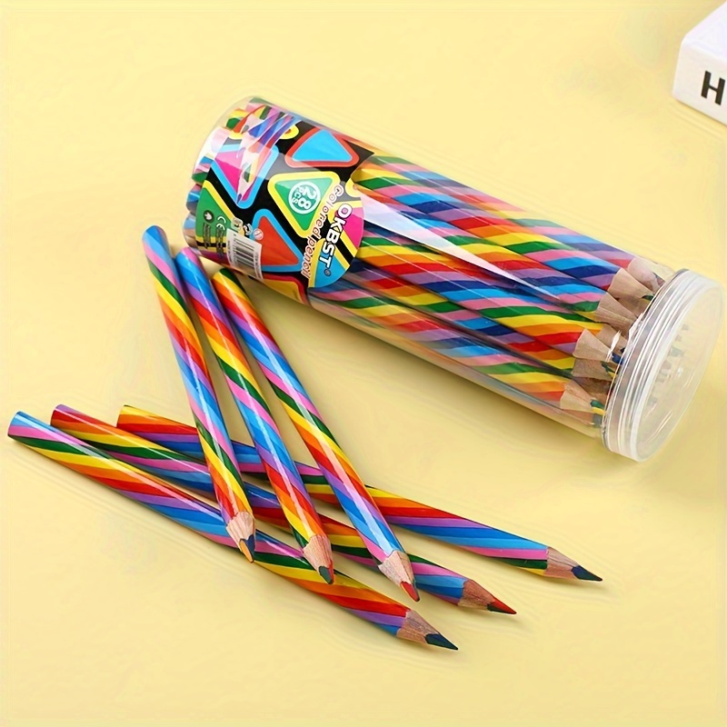 Cute Four Color Concentric Rainbow Pencils Students Drawing - Temu