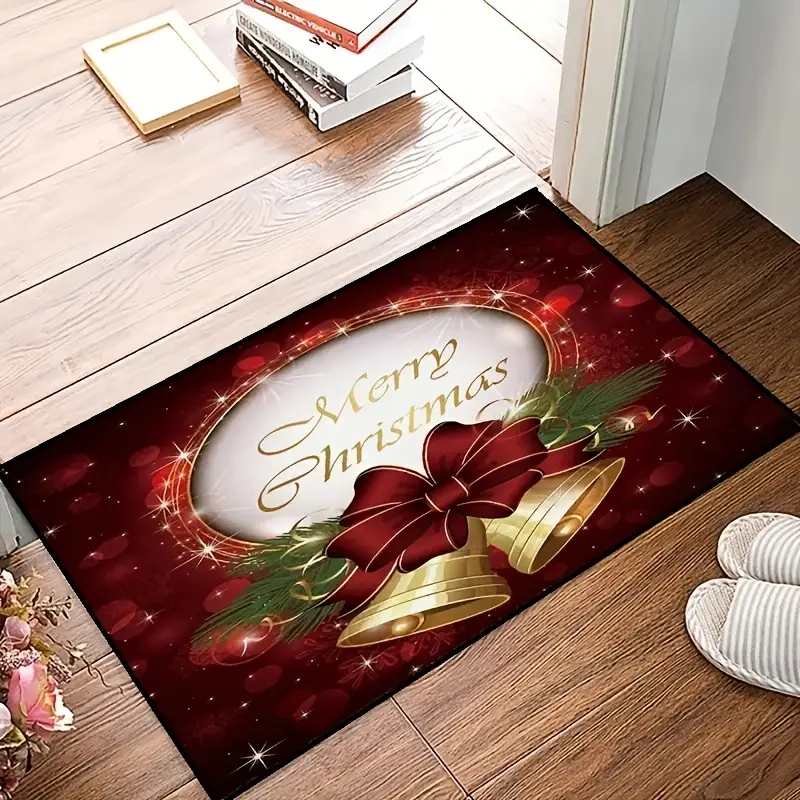 Christmas Bells Door Mat, Indoor Outdoor Doormats, Hello Mats For