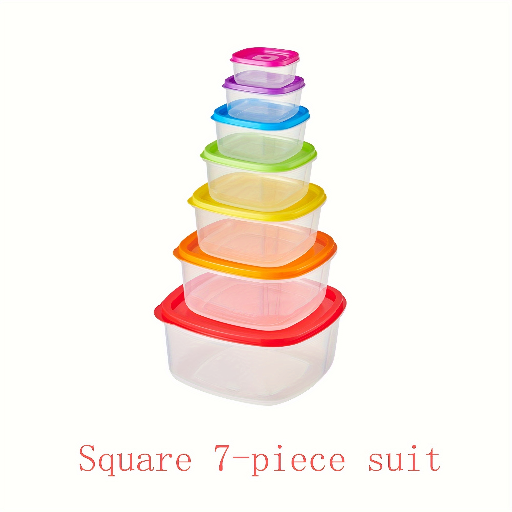 4pcs/set Rainbow-colored Food Storage Container With Lid, Large Capacity,  Reusable, Suitable For Refrigerator, Lunch Box, Leakproof Prep Container,  Microwave, Freezer & Dishwasher Safe, Great For Outdoor Camping