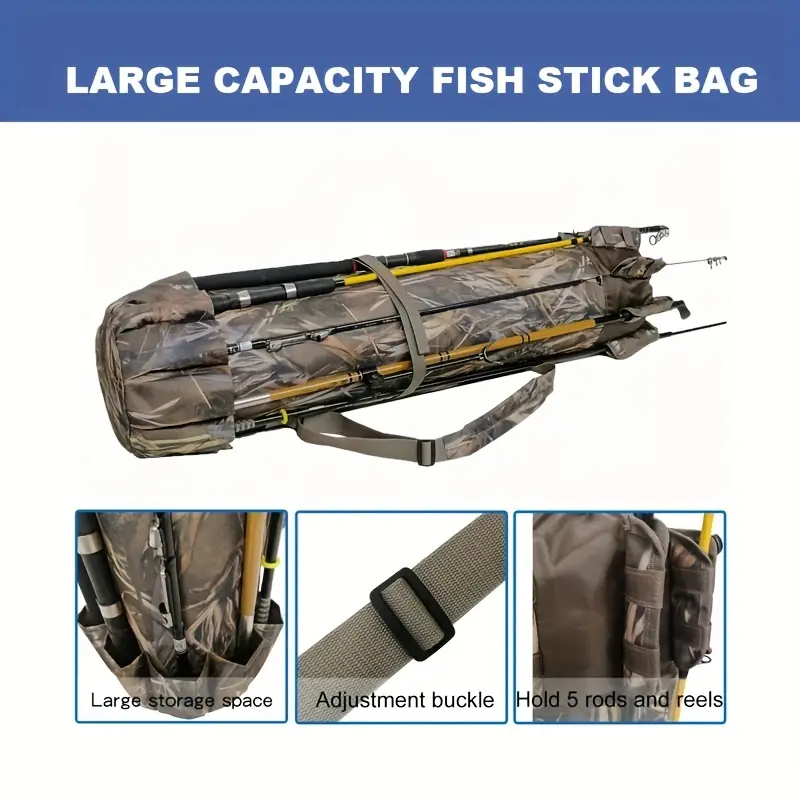 Waterproof Fishing Pole Bag Rod Holder Large Capacity - Temu