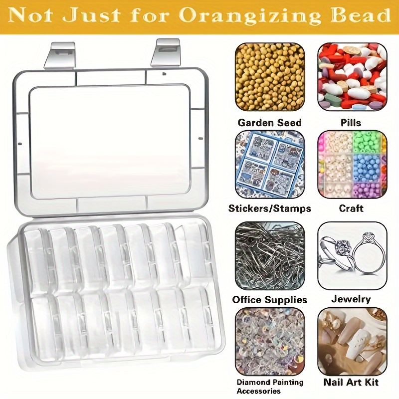14 Small Bead Organizers, Plastic Storage Boxes With Lids & 1large