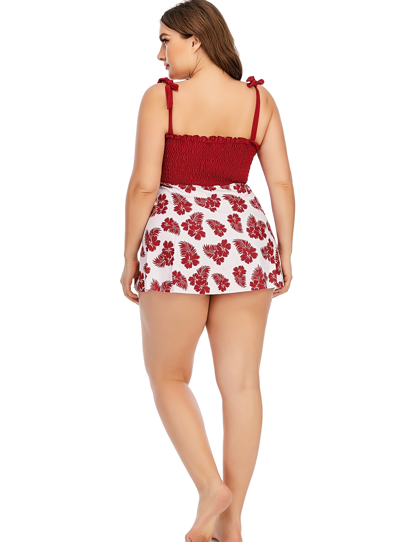 Plus Size Modest Swimsuit Set Women's Plus Floral Print - Temu Canada