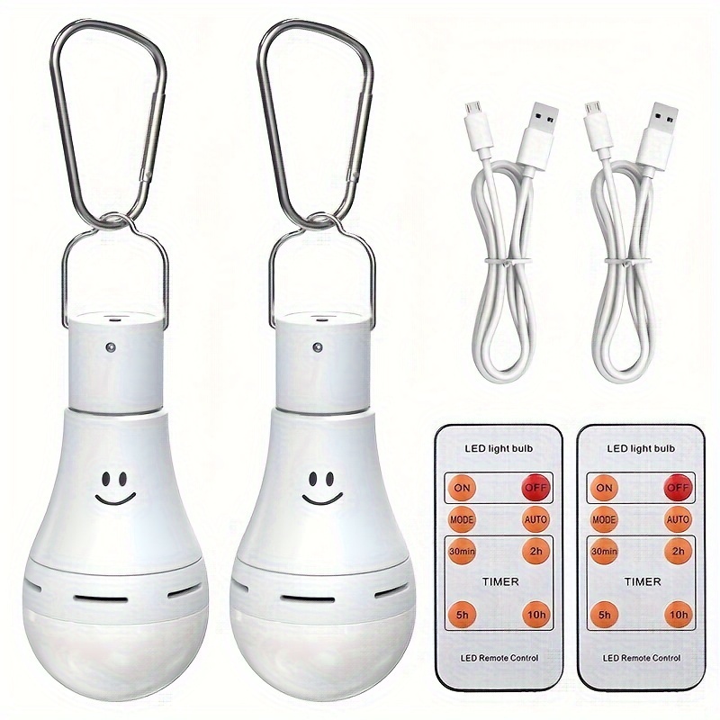 Bombillas de batería recargable USB con mando a distancia, 4 modos de luz +  temporizador, paquete de 4 bombillas de emergencia portátiles colgantes
