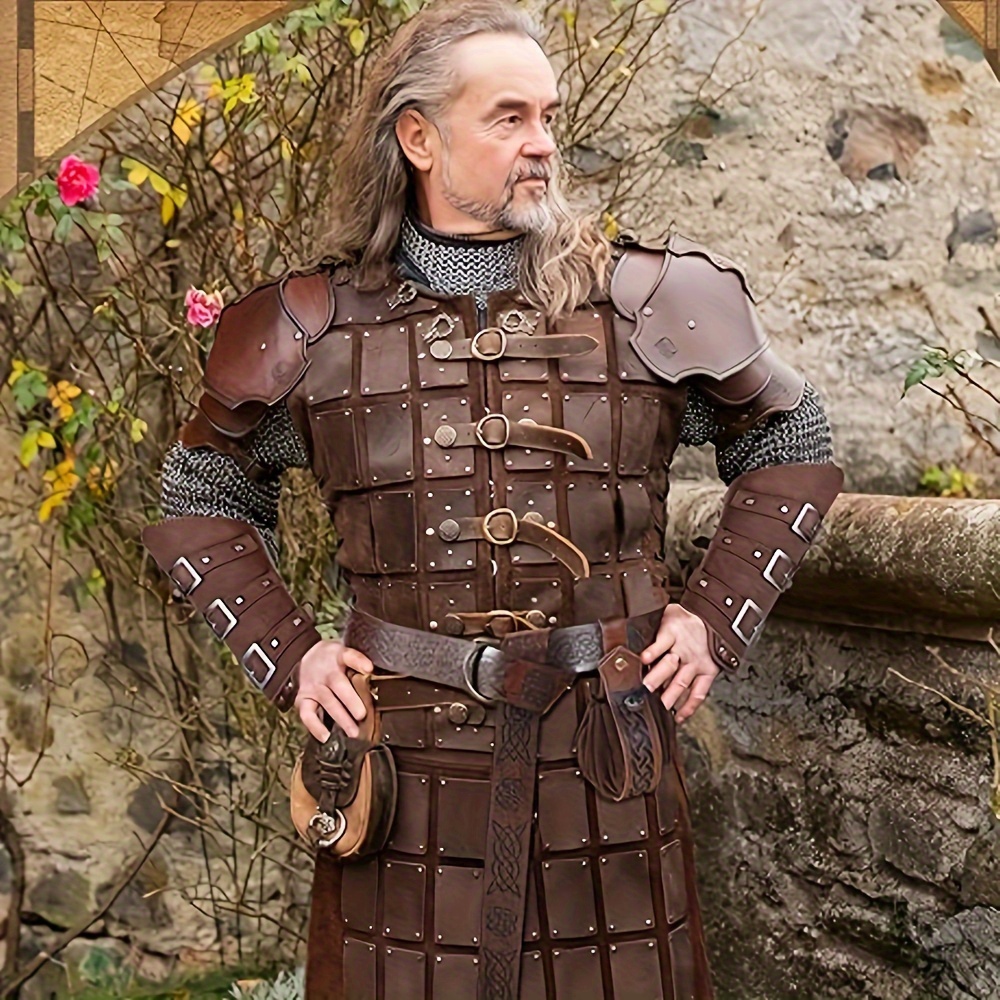 JAOYU Leather Arm Guard Bracers for Men Wide Gauntlet Medieval
