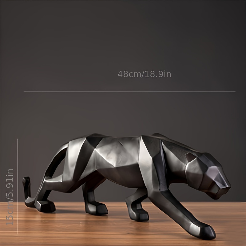 Panther Statue Animal Figurine Abstract Geometric Style - Temu