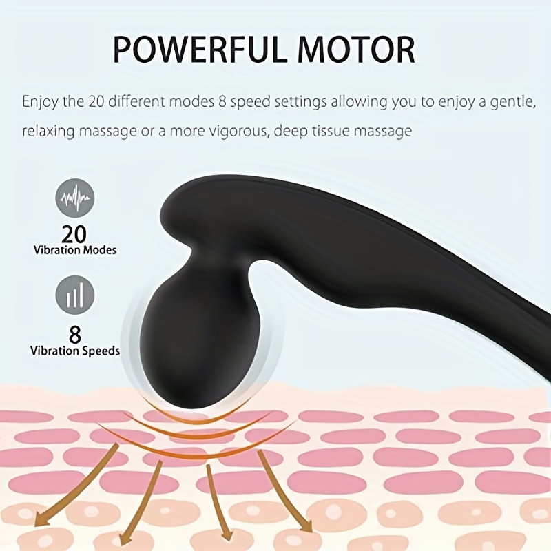 Cordless Personal Wand Electric Massager with 10 Powerful Pulse Settings,  Rechargeable Handheld Back Massager Wand Massage for Deep Muscles Pain  Relief (White) 