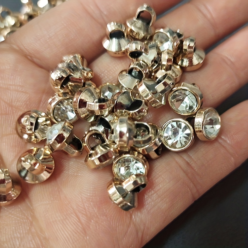 50pcs 8mm Small Rhinestone Buttons for Apparel Decorations