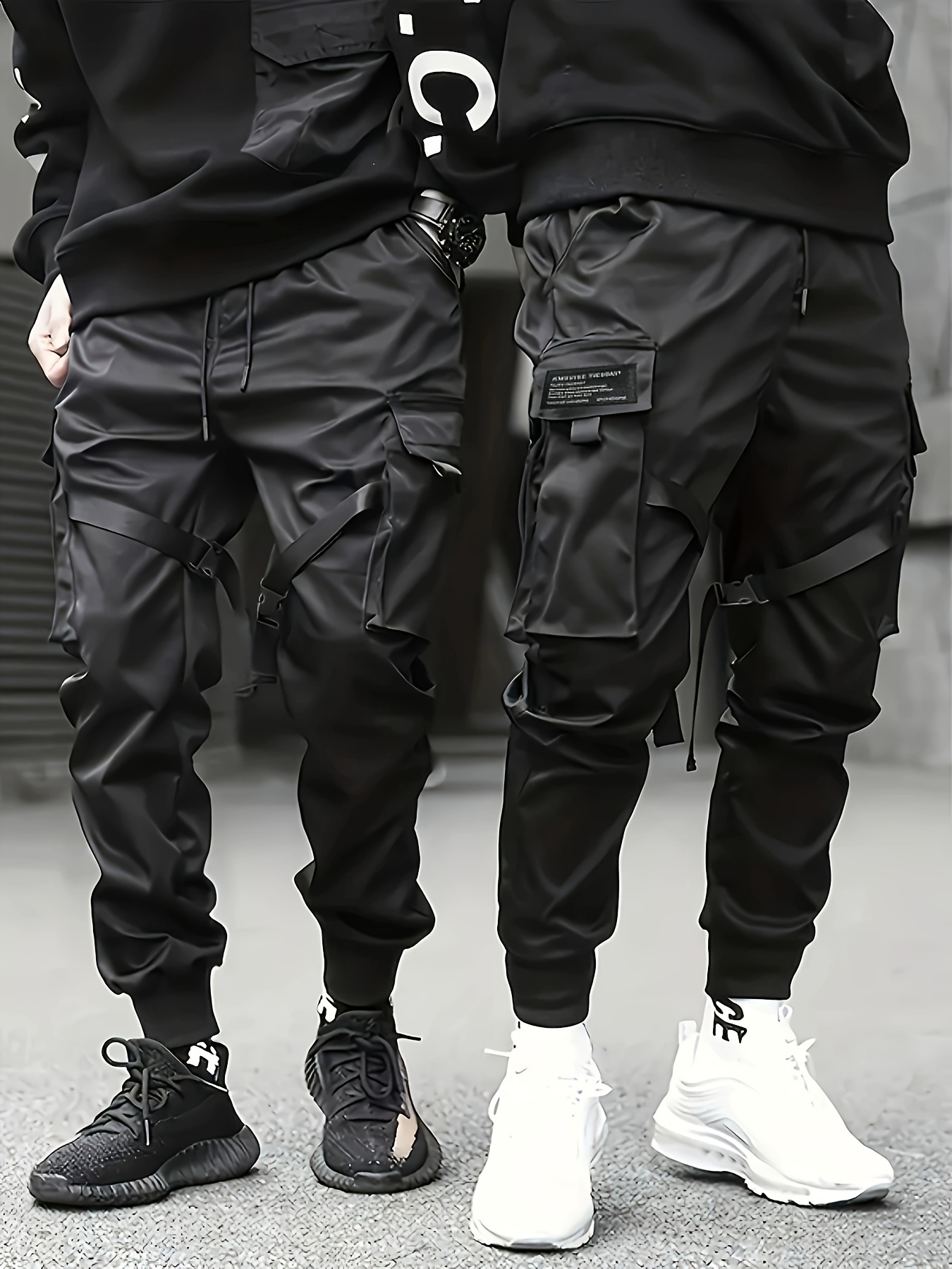 Plus Size Men's Solid Cargo Pants Cool Street Style Joggers - Temu