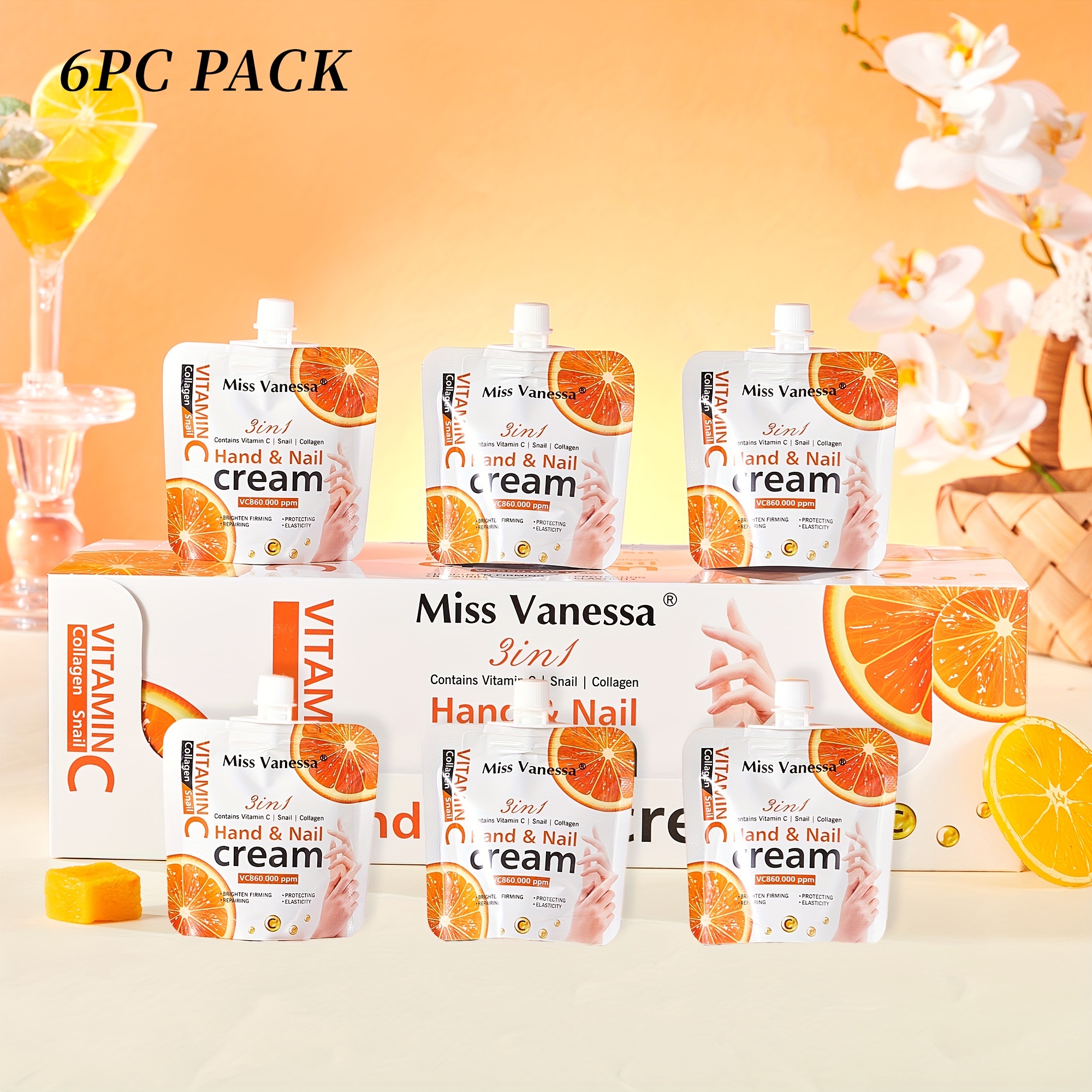 6pcs Orange Moisturizing Hand Creams for Dry Skin