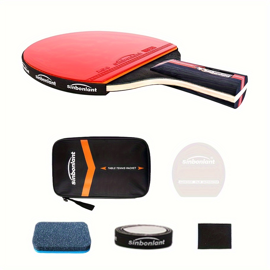 Raquette de table de tennis professionnelle Caoutchouc de lame en carbone à  poignée longue avec boutons de double face dans les raquettes de ping-pong  avec étui