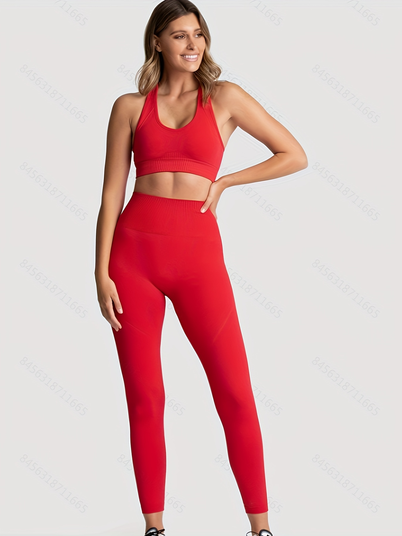 Womens Yoga Fitness Sets 2pcs Seamless Contrast Color Sports Suits  Sleeveless Cropped Tops Leggings Sets, Shop On Temu And start Saving