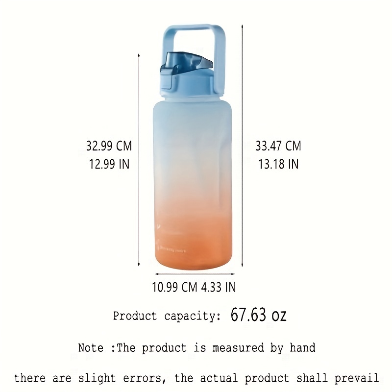 2L Large Capacity Water Bottle Gradient Color Drinking Bottle Sports Water  Bottle Outdoor Travel Portable Reusable Plastic Cups