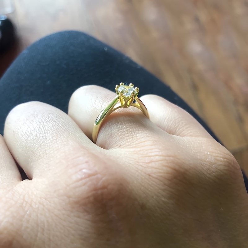 Women'S Classic Wedding Ring Forever Easy Six-Claw Synthetic Zirconia Fashion Single Stone Engagement Wedding Gift Ring Jewelry