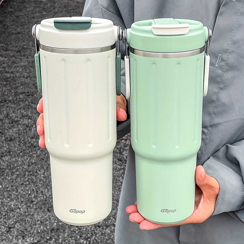 LUFEIS Reisebecher mit Griff, 40oz Edelstahl Isolierter Becher Mit  Strohhalm Und Deckel, 1200ml Tragbare Autobecher Becher, Isolierte Travel  Mug