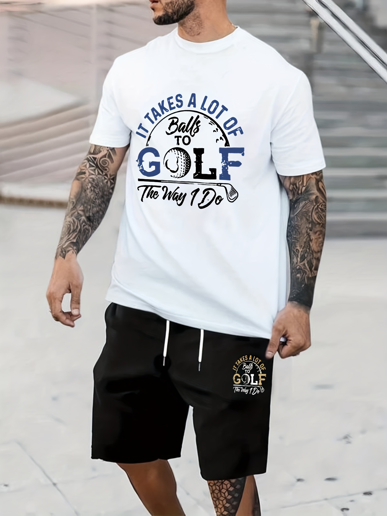 Takes A Balls Golf'' Print Street Style Men's Outfits - Temu
