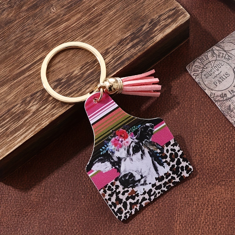 Bohemian Western Style Cow Head/cactus Pendant Wood Keyring Keychain, Car  Key Ring Bag Pendant, Party Jewelry Gift For Men And Women - Temu