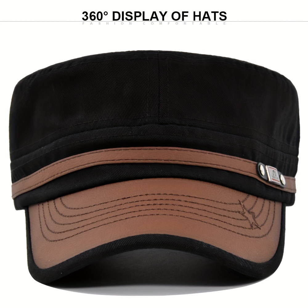 Military Hats for Men Adjustable Flat Top Women Unique Fitted