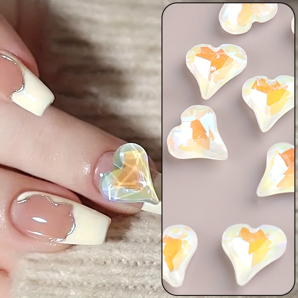3d Crooked Peach Heart Nail Rhinestones special shaped Peach - Temu