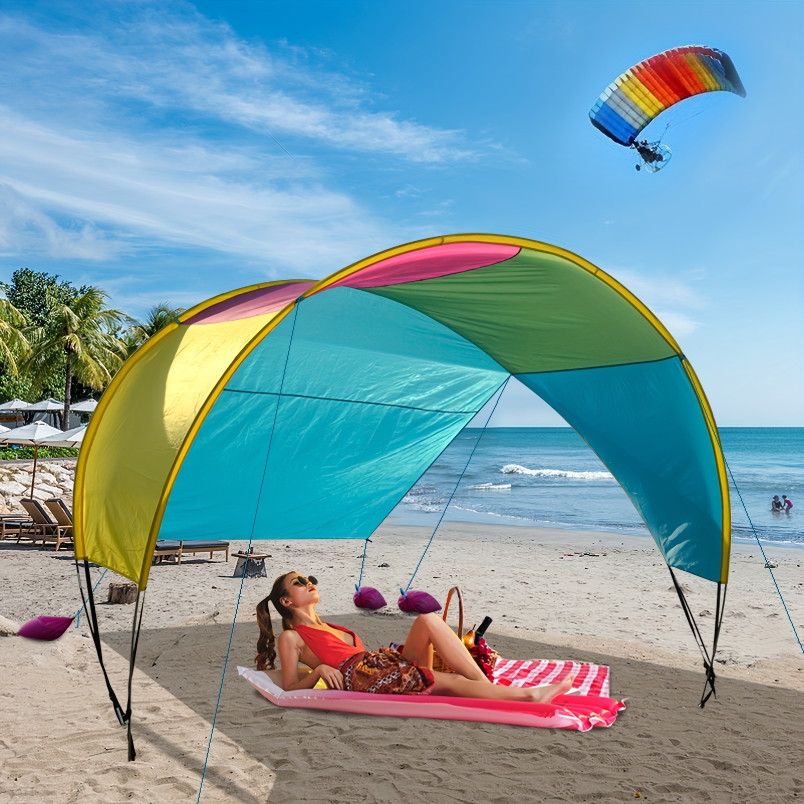 3 4 person patented beach tent perfect for camping backyard picnics rain shielding sports & outdoors temu