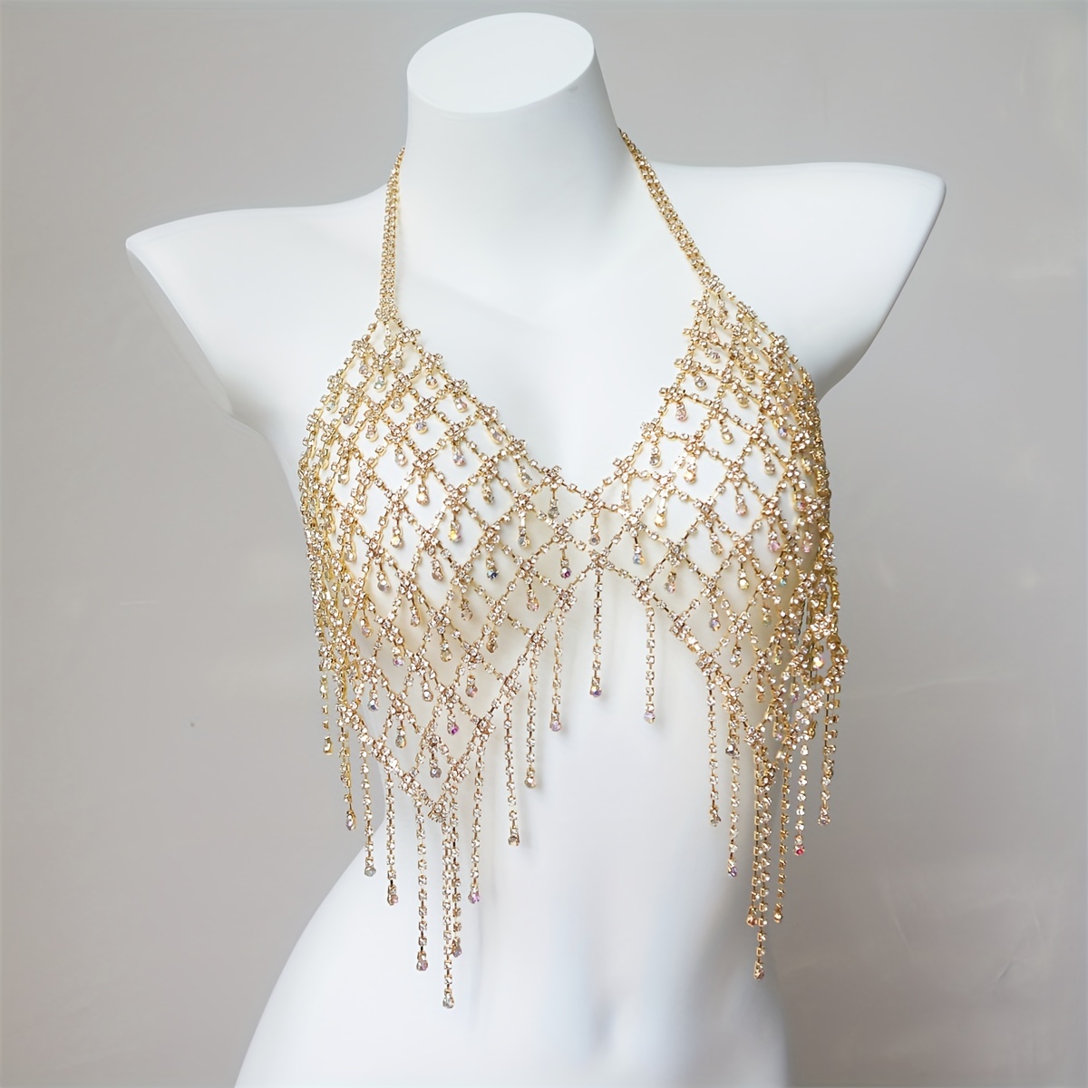 Sparkling Rhinestones Breast Support Bra Chain Bikini Harness Cross Crystal  Bra Body Chain Jewelry Rhinestone Butterfly Pendant Breast Chain for Women  (Gold) 